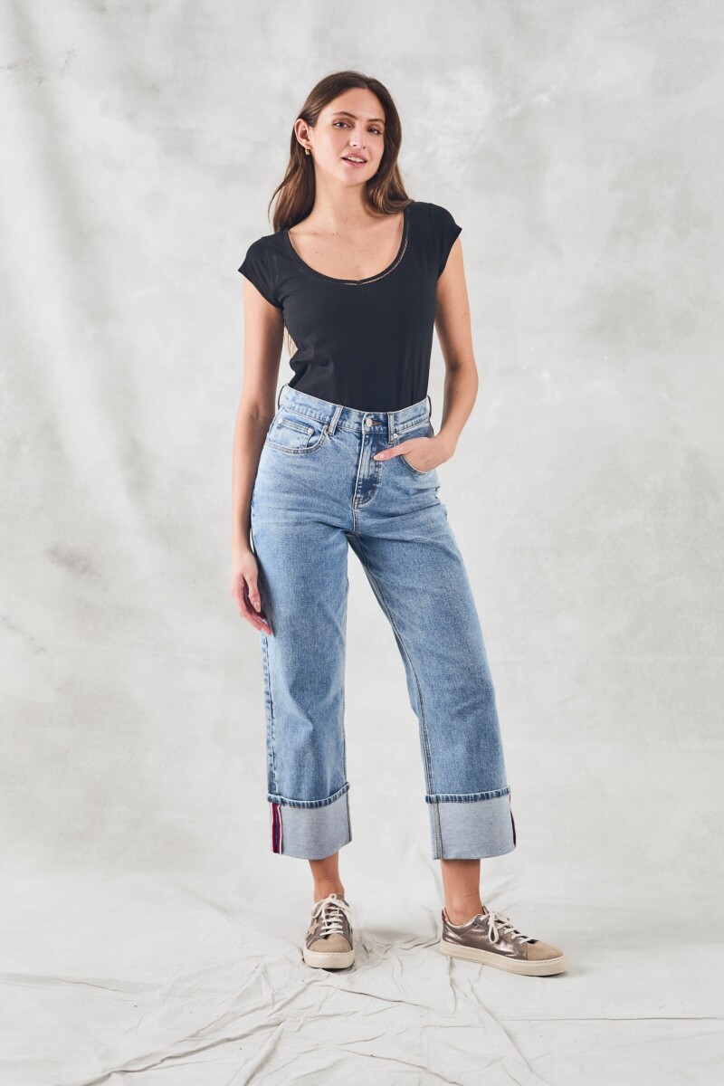 Remera Algodón Peinado Negro