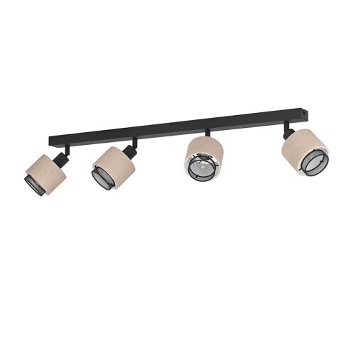 Lámpara de techo 4xE27 acero negro y pantalla lino EG6146