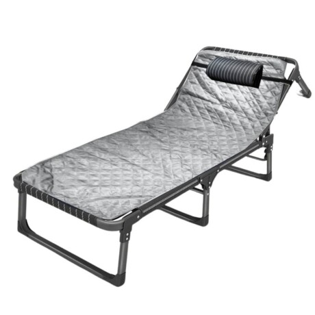 Catre cama plegable para camping con colchoneta 68cm ancho Gris/Rayas