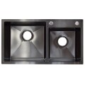 PILETA DOBLE 201 NEGRO MATE CON DISPENSADOR DE JABON Pileta Doble 201 Negro Mate Con Dispensador De Jabon