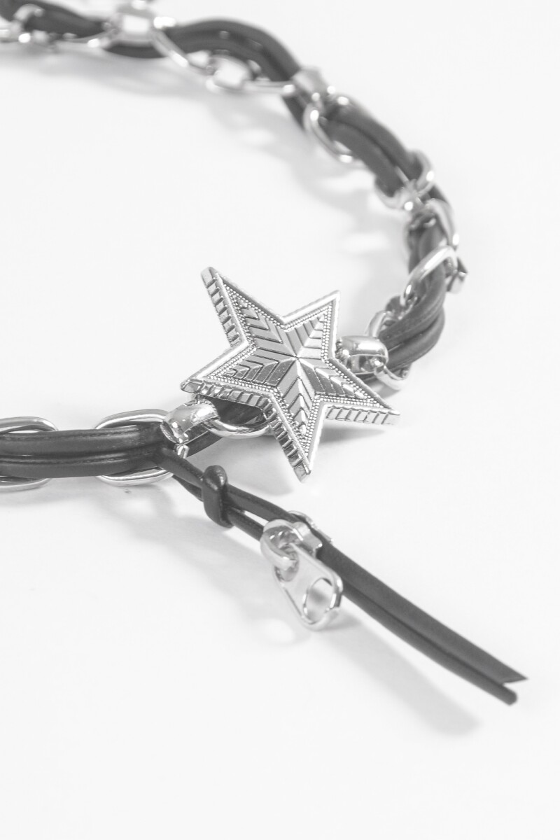 Collar choker cordon dije estrella plateado