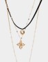 Collares Cortos Religioso Collar Largo Con Cruz - Dorado