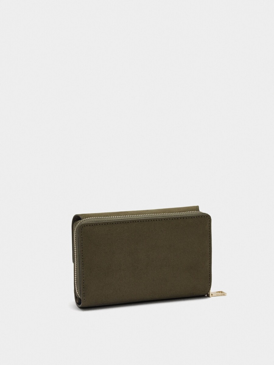 Cartera Efecto Piel Con Solapa caqui