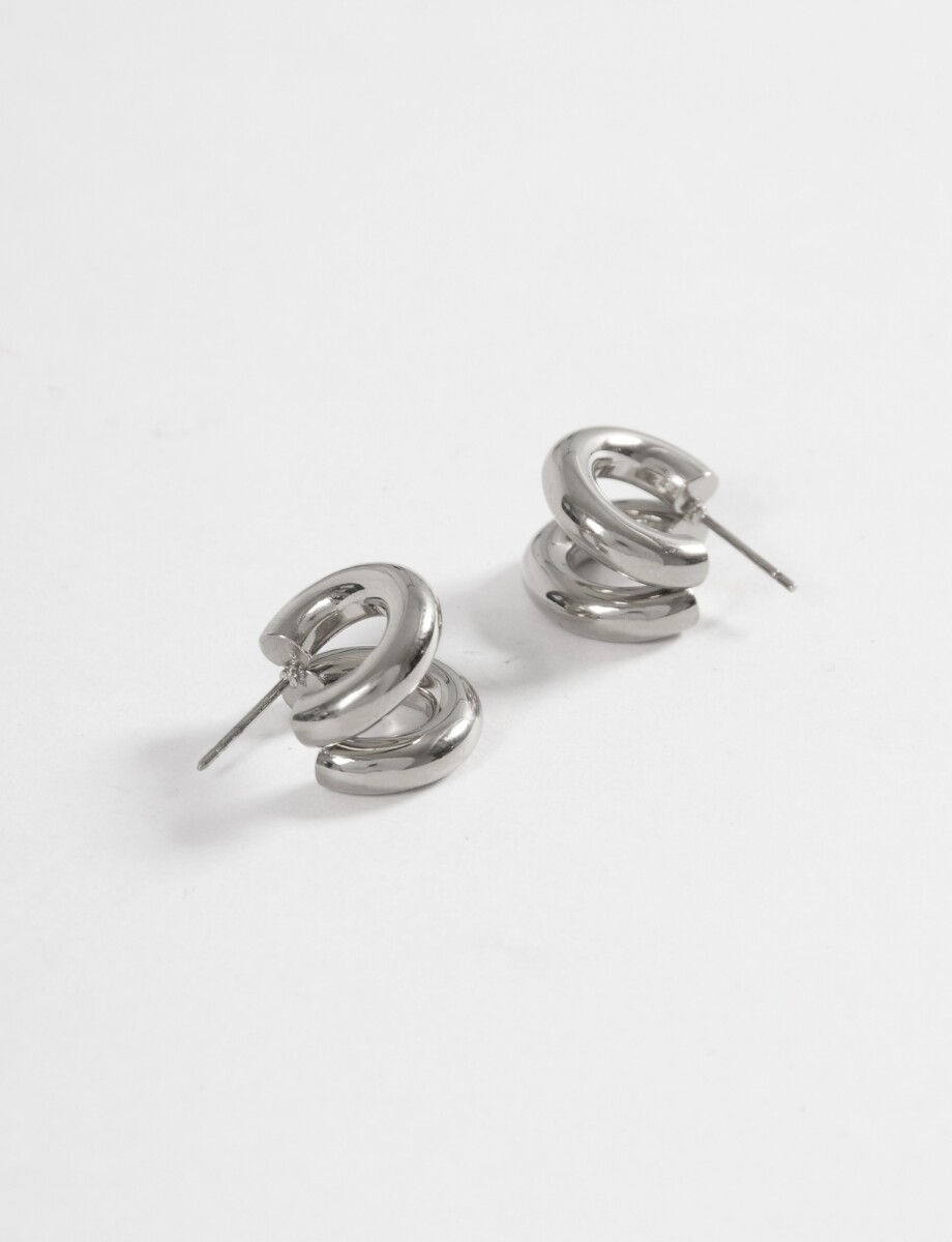 Aros acero doble - plateado 