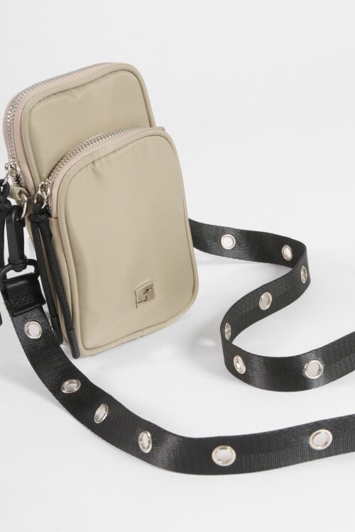 Porta celular strap ojalillos beige