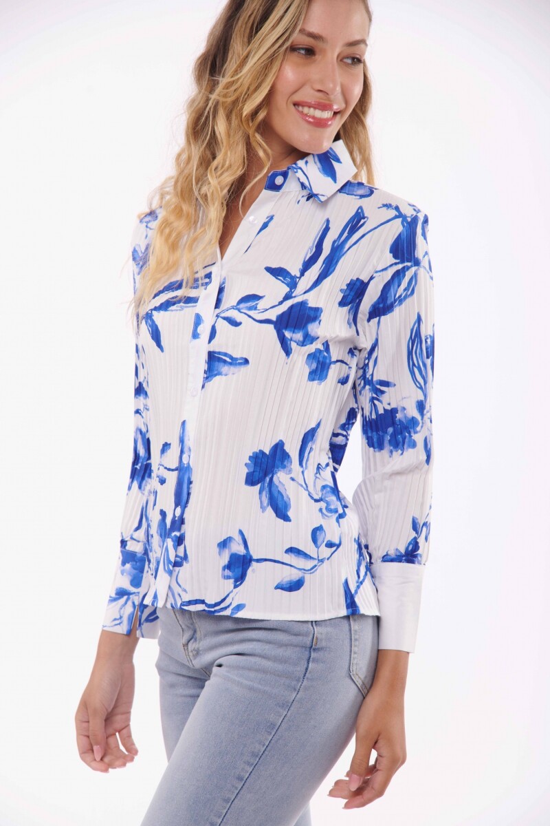 CAMISA SONA ESTAMPADO FLORES AZULES