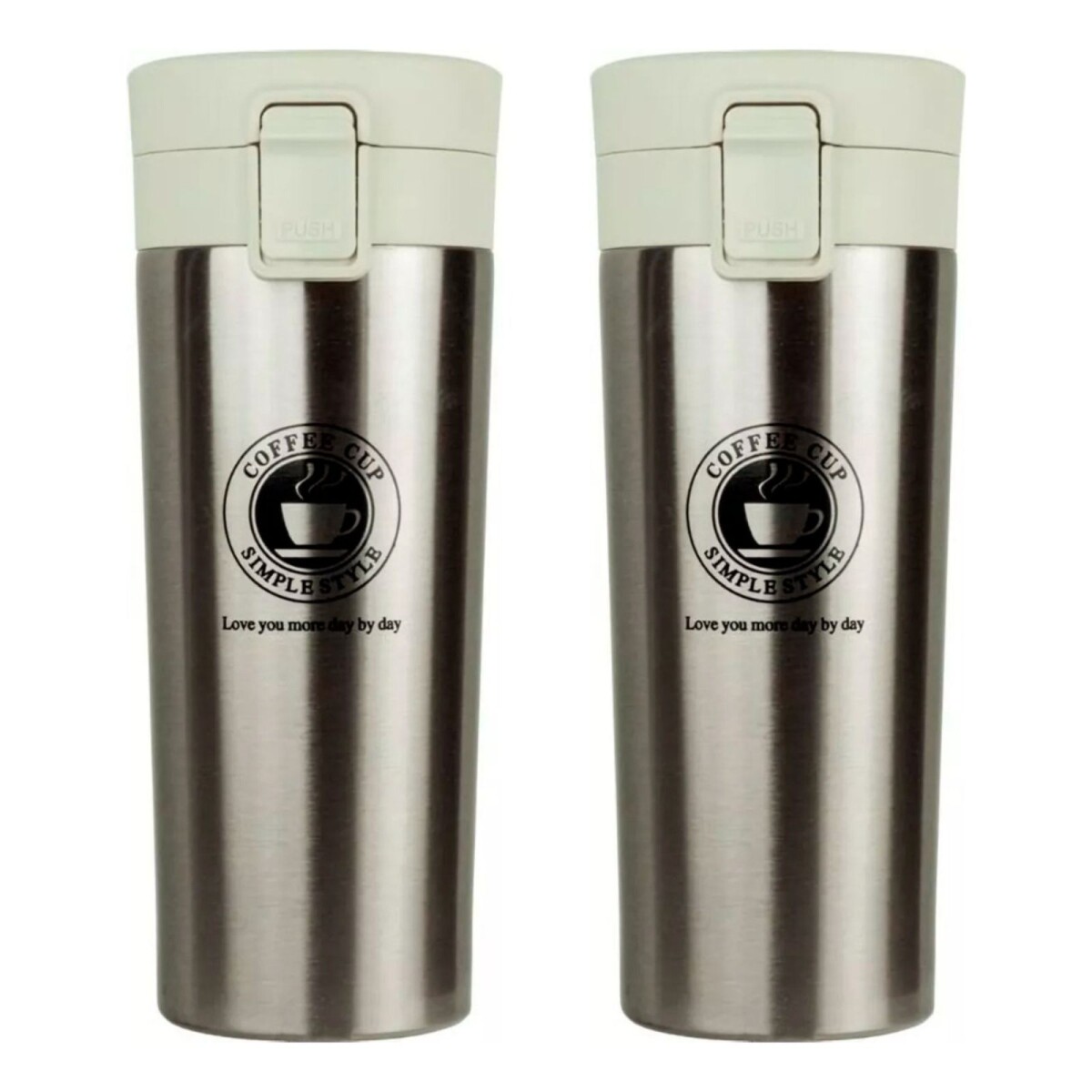 Pack X5 Vaso Taza Térmico Botella 380ml Abre Facil Cafe Te - Color Variante Gris 