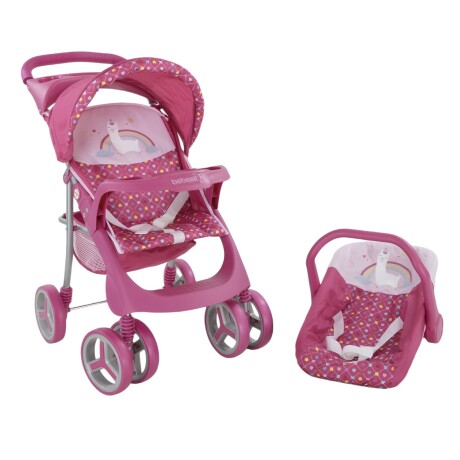 Coche de bebé para muñecas Bebesit 2 piezas Fucsia