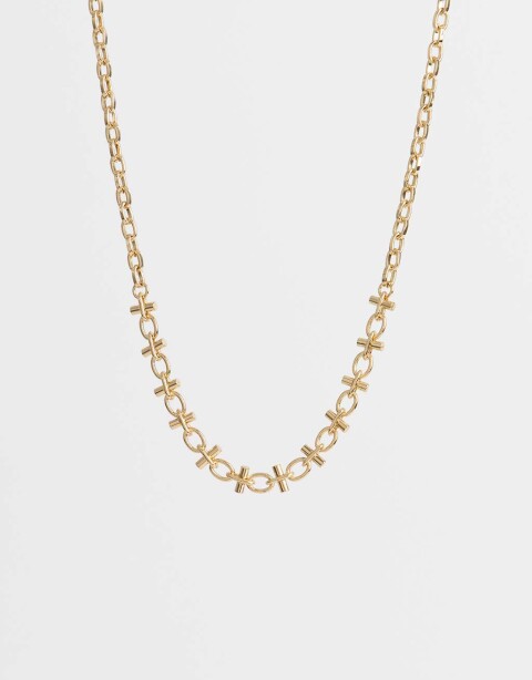 Collares Cortos Metal Collar Corto Bañado En Oro - Dorado