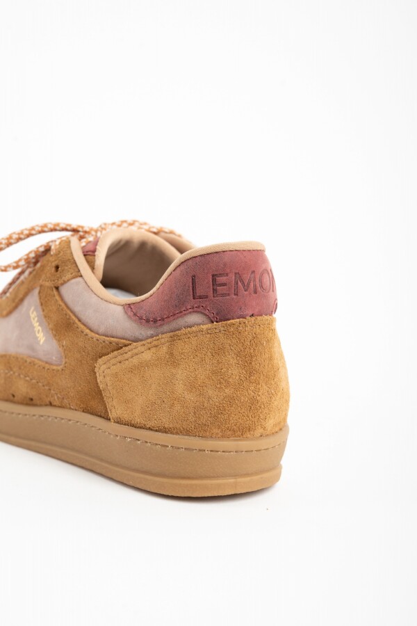 Zapatilla Cuero Combinada Camel