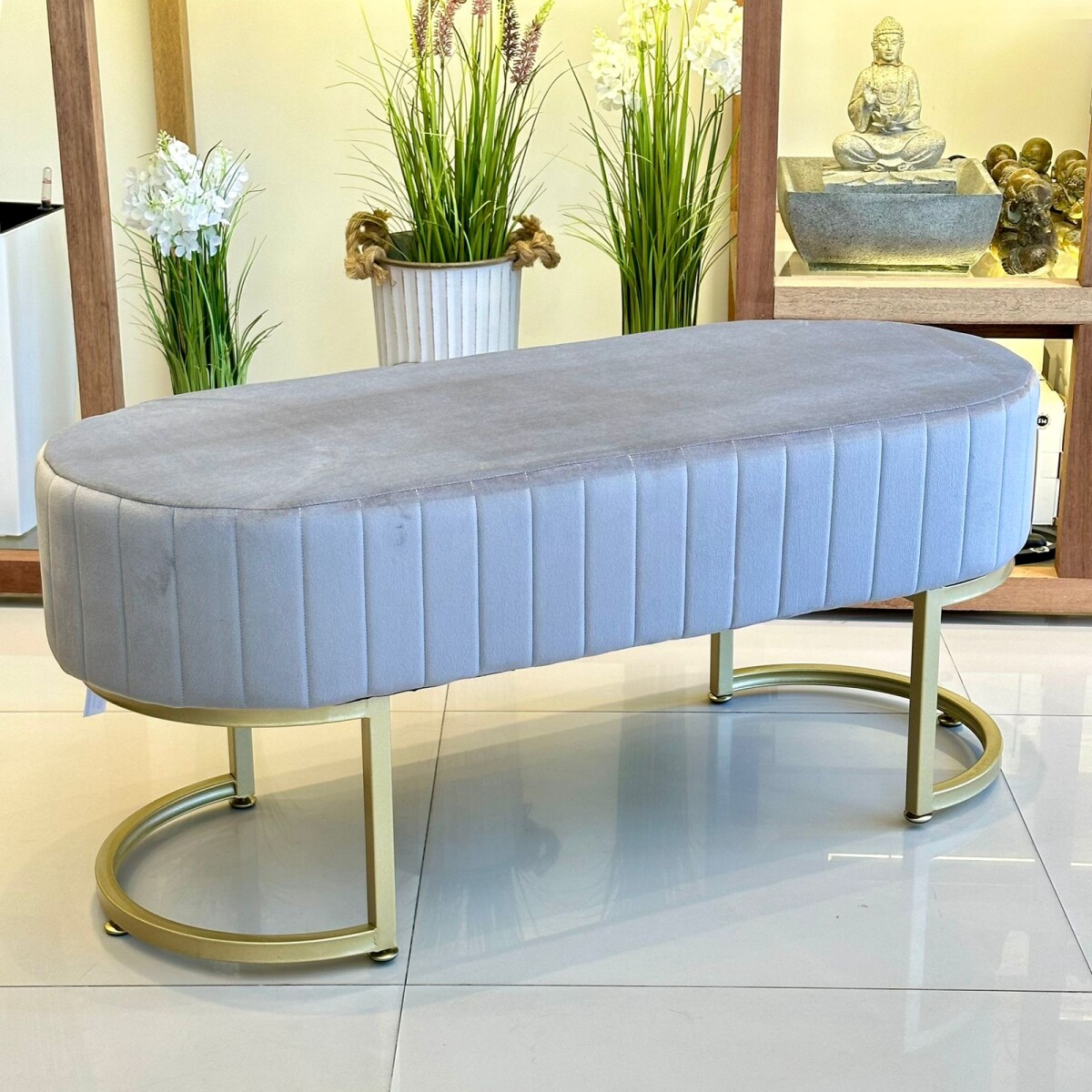 Banqueta Otomana Gris Largo 100cm x Ancho 40Cm x Alto 45Cm 