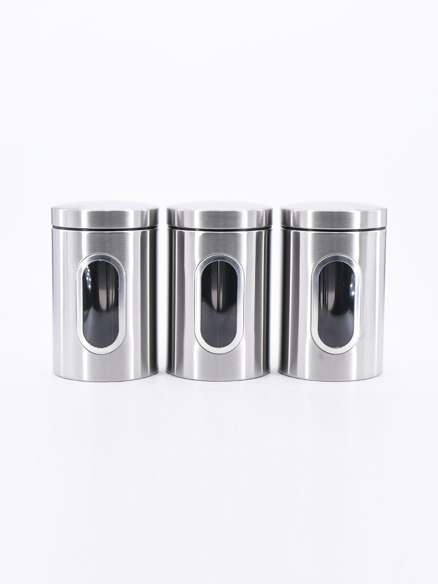 FRASCOS DE ALMACENAJE SET X 3 - PLATEADO 