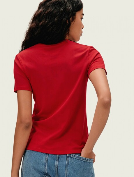 CAMISETA BÁSICA CUELLO EN V ROJO