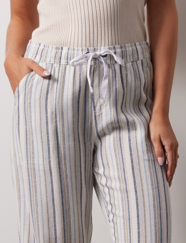 Pantalon Lino MULTI/AZUL