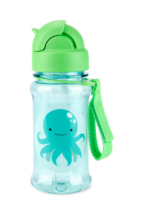 Botella de plástico Tritan, con sorbito, diseño pulpo Sin color