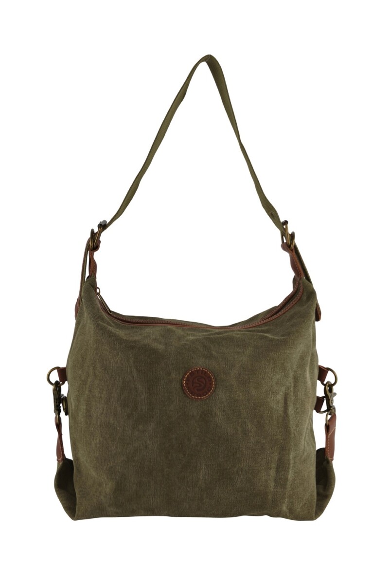 Cartera lona con hebillas verde