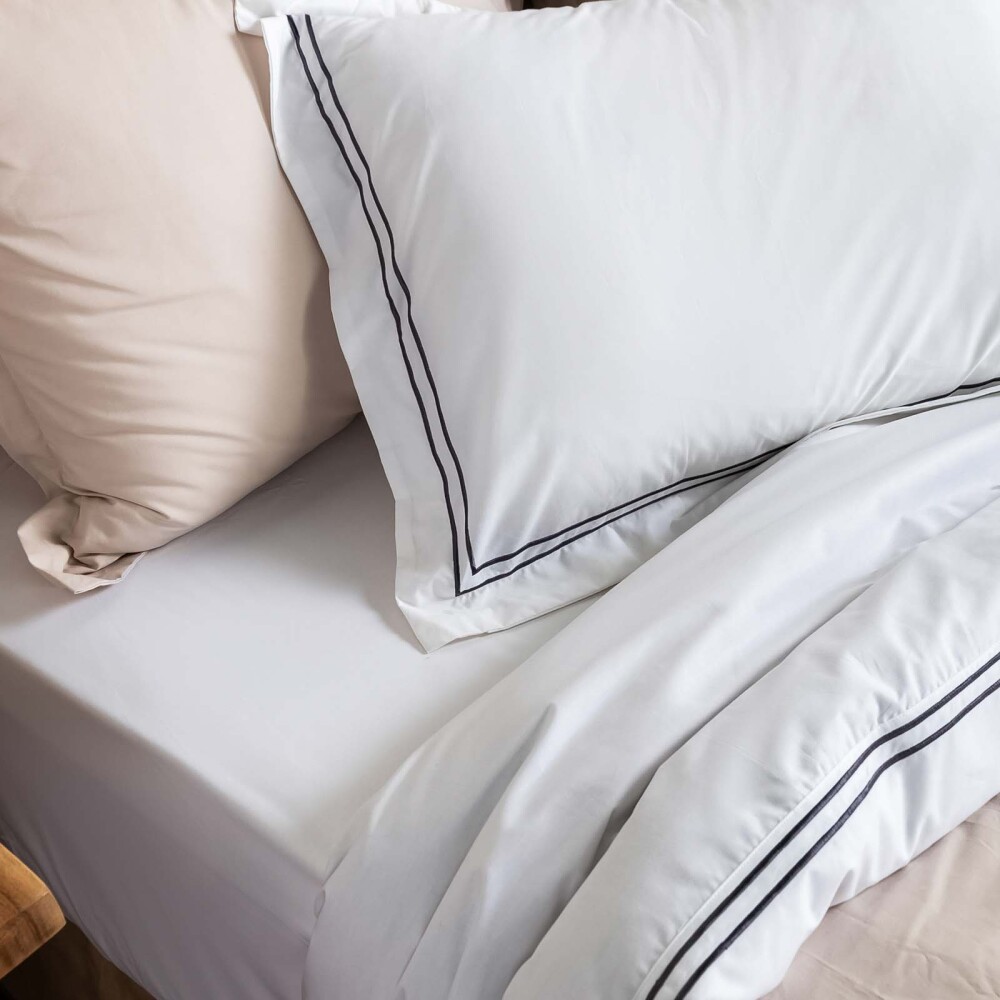 JUEGO DE SÁBANAS DOBLE FESTÓN KING ALGODON BLANCO 200H