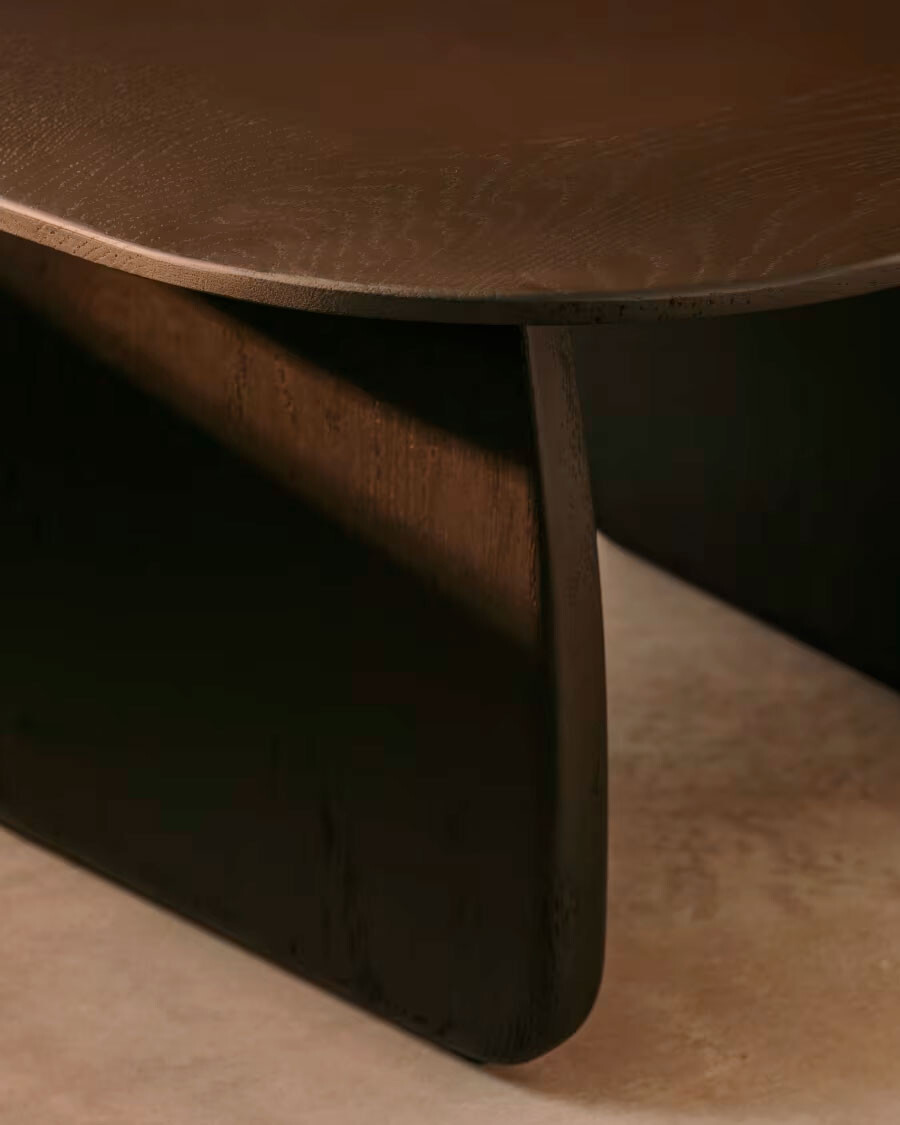 Mesa auxiliar Pirita de madera maciza de roble con acabado negro 70,6 x 70 cm FSC 100%
