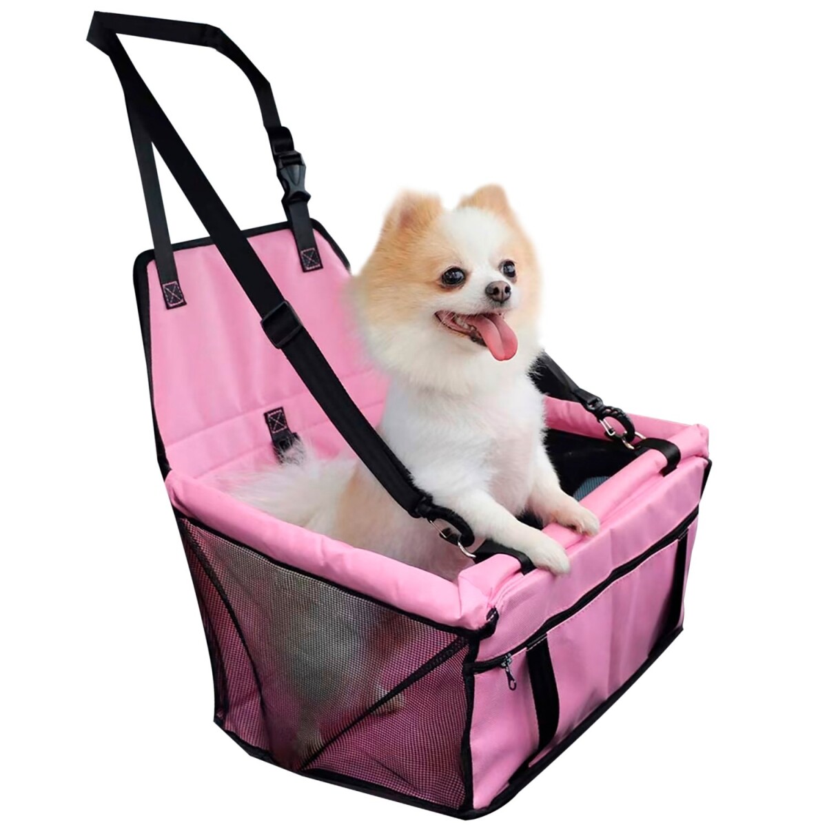 Bolso Transportador De Mascota Perro Gato Para Auto Viaje - Variante Color Rosa 
