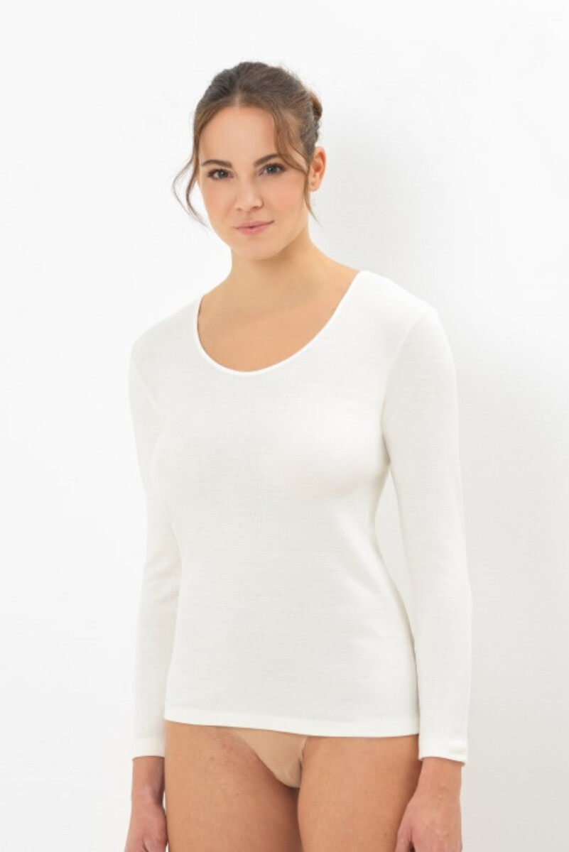 CAMISETA LANA Y ALGODÓN - CHAMPAGNE 