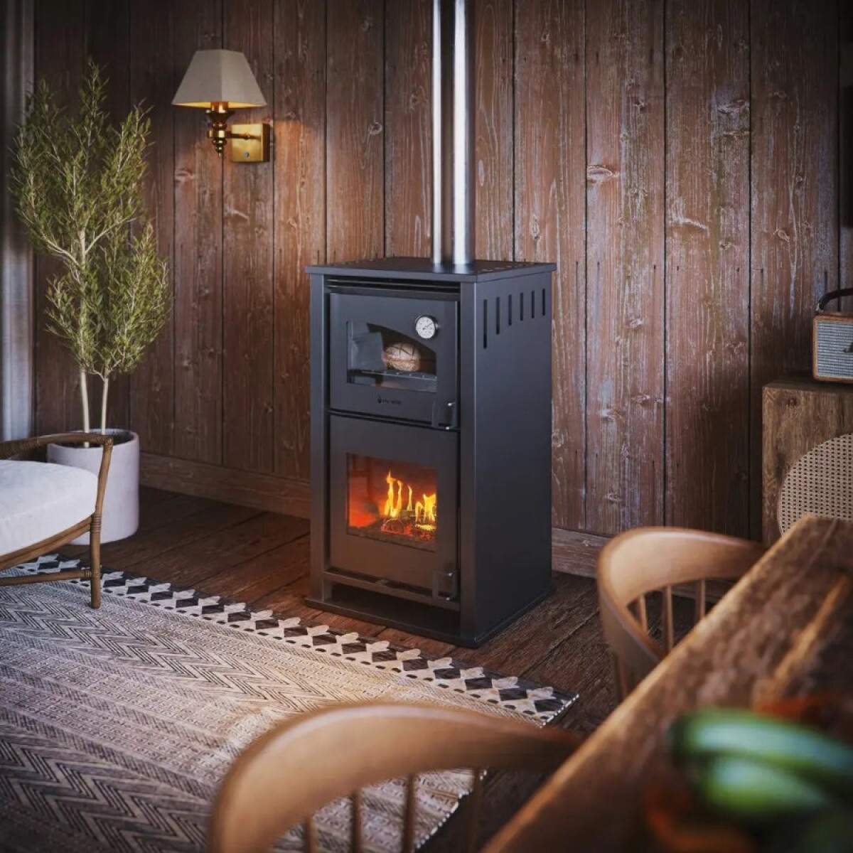 Calefactor a leña con horno Forno 520 Eko Varmo 