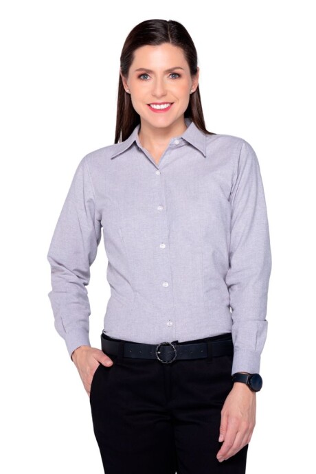 Camisa oxford manga larga dama Gris