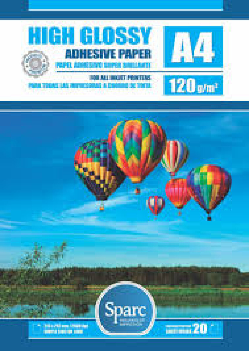 PAPEL ADHESIVO FOTOGRÁFICO A4 120GRS X20 HOJAS 