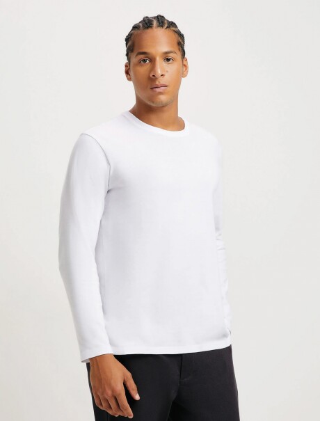 CAMISETA BÁSICA MANGA LARGA BLANCO