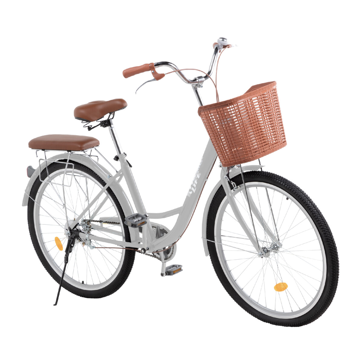 Bicicleta Urbana Rodado 26 con Canasto Vintage - Gris 