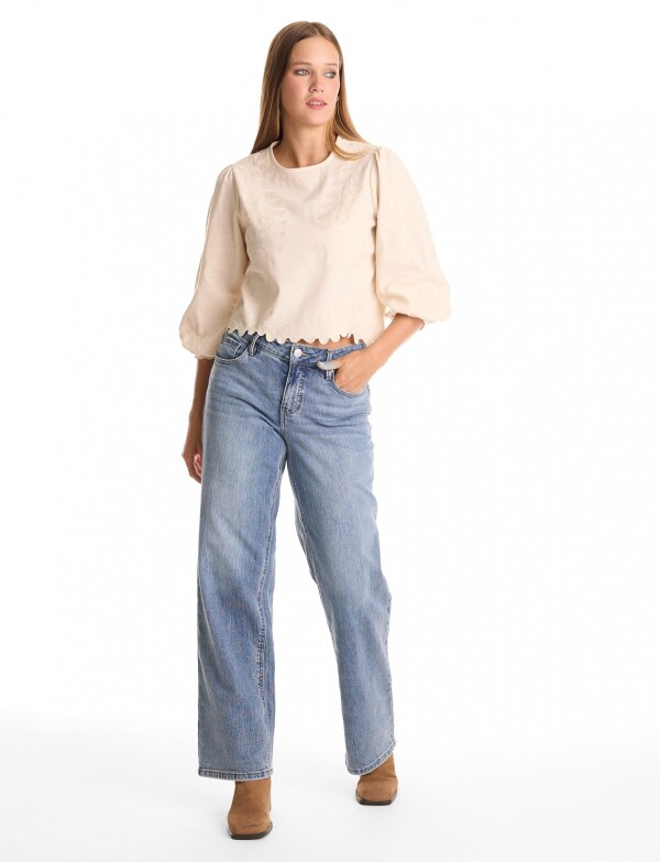 Jean Wide Leg Lavado Medio JEAN