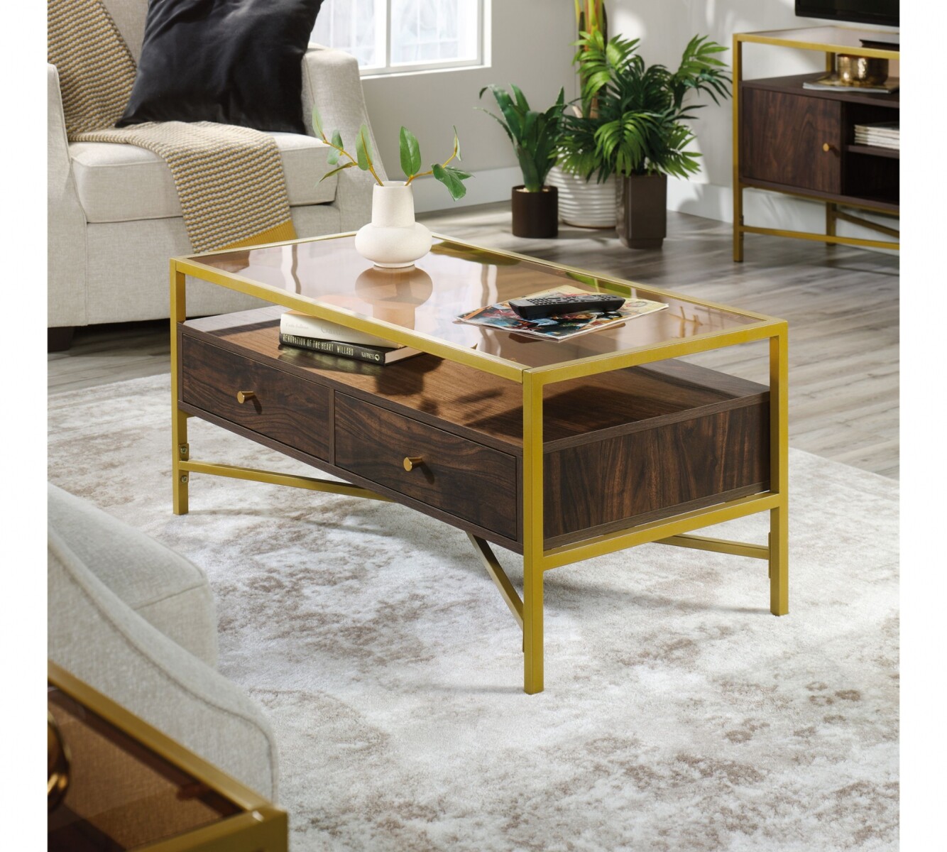 Mesa Ratona con Vidrio - Sauder - Linea Harper Heights 