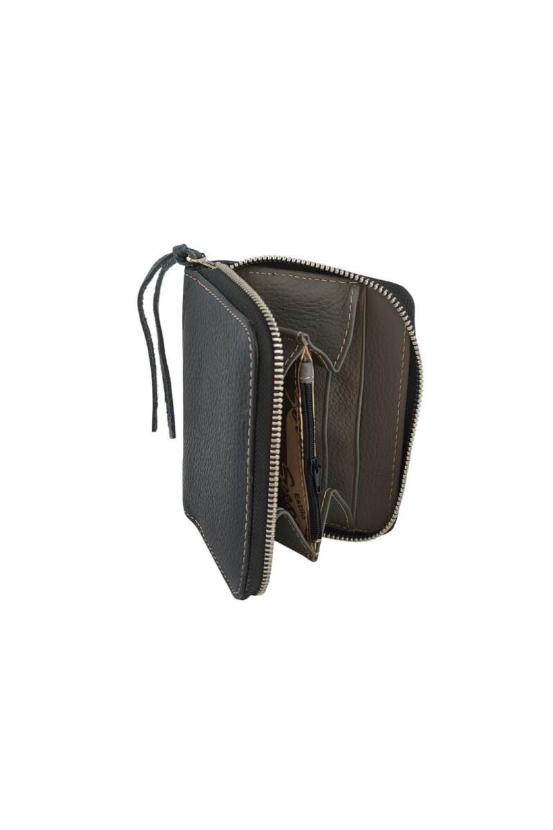 Monedero de Cuero Genuino: Estilo, Seguridad y Organización Diaria. Negro