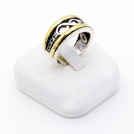 Anillo de plata 925, double en oro 18 ktes y circonias, INFINITO. Anillo de plata 925, double en oro 18 ktes y circonias, INFINITO.