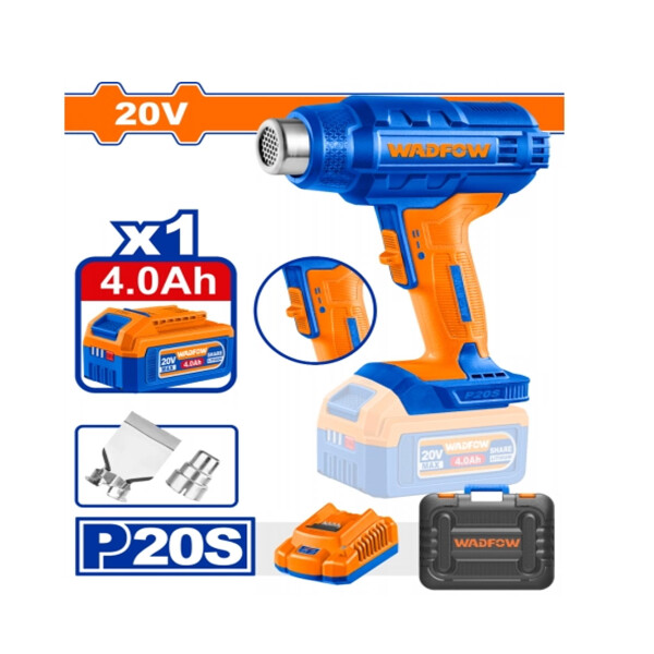 PISTOLA DE CALOR A BATERIA 20V CON BATERIA 4.0AH + CARGADOR + ACCESORIOS + VALIJ PISTOLA DE CALOR A BATERIA 20V CON BATERIA 4.0AH + CARGADOR + ACCESORIOS + VALIJ