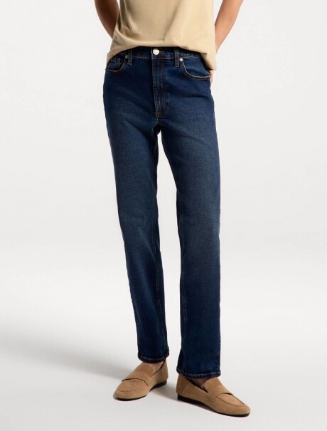 PANTALÓN DE JEAN MODELO SLIM CINTURA MEDIA AZUL