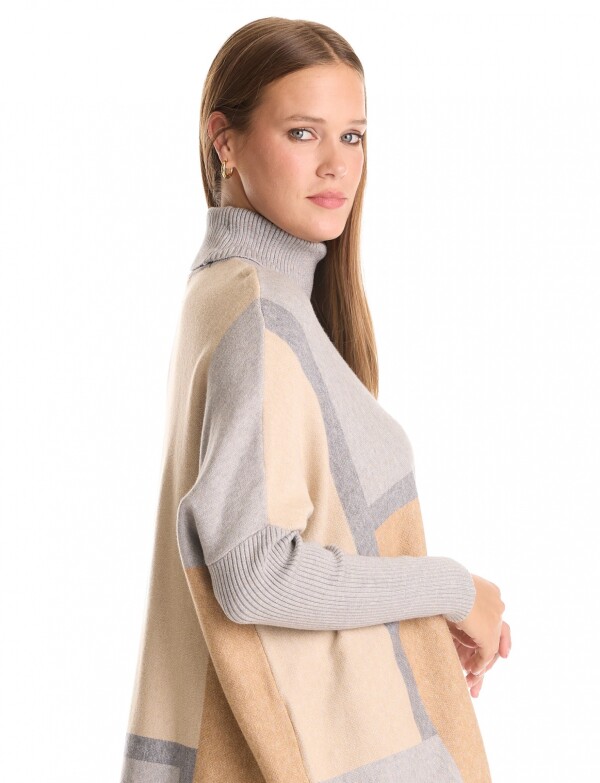 Polera Poncho Oversize MULTI/BEIGE