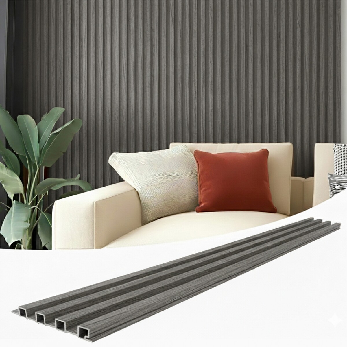 Pack x10 Wpc Simil Madera Wall Panel Lambrin 2.90x16.7 - Color Madera Gris Oscuro 