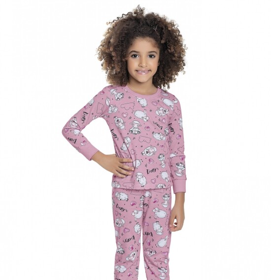 Conj. de pijama para niñas (blusa y pantalón) ROSA