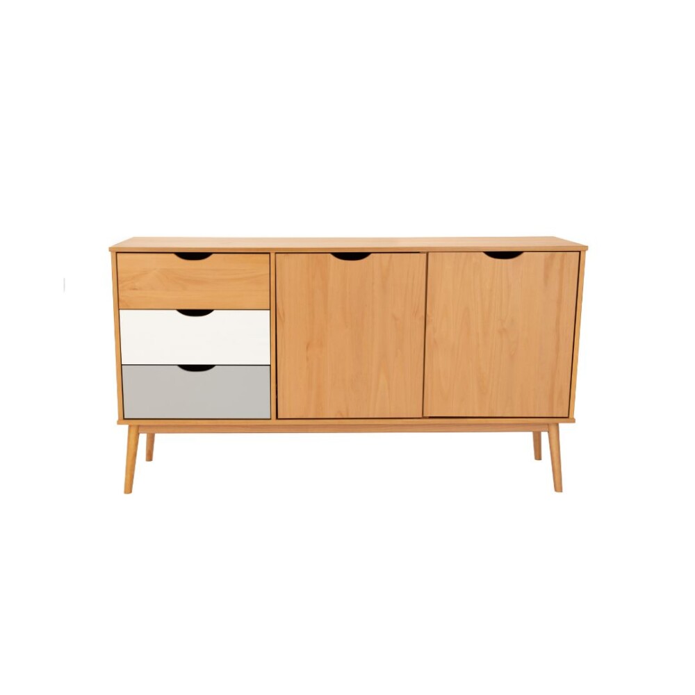 Aparador 2 Puertas 3 Cajones - Linea Nordica Roble/Gris claro/Blanco