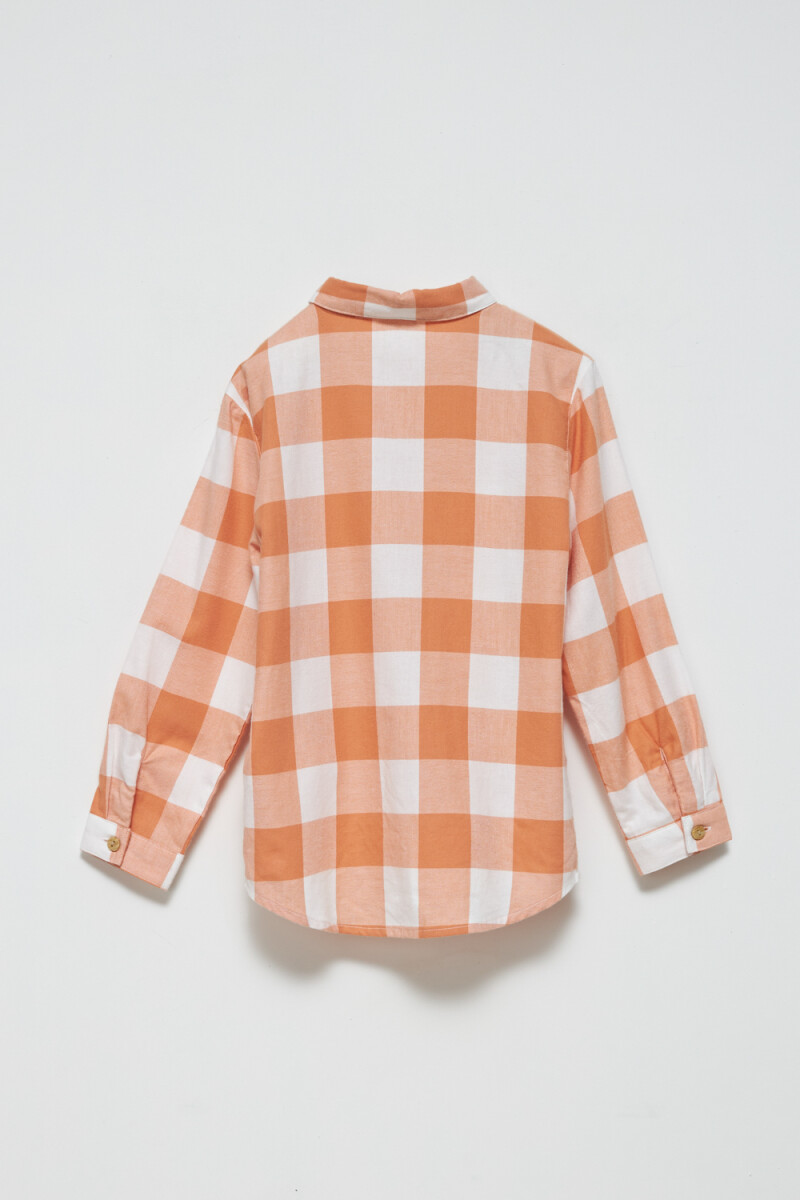 Camisa manga larga a cuadros Naranja