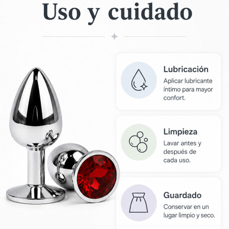 Plug Anal De Acero Con Rubí Redondo Small Plug Anal De Acero Con Rubí Redondo Small