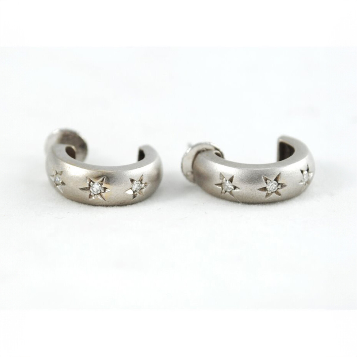 Caravanas Oro 18K Blanco Con Brillantes 