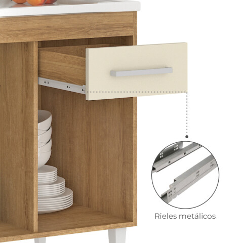 Kit de Cocina Compacta 6 Puertas 1 Cajón 177 x 189 x 52 cm Miel Champagne