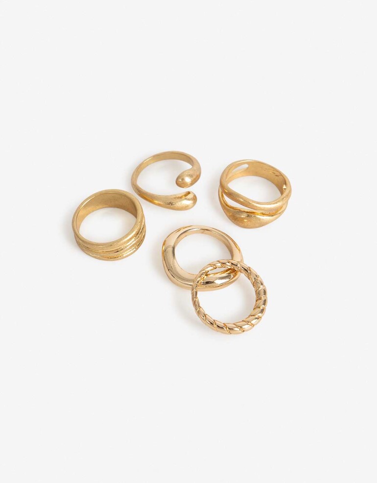Sets Anillos Color Set De Anillos Mix Gold - Dorado