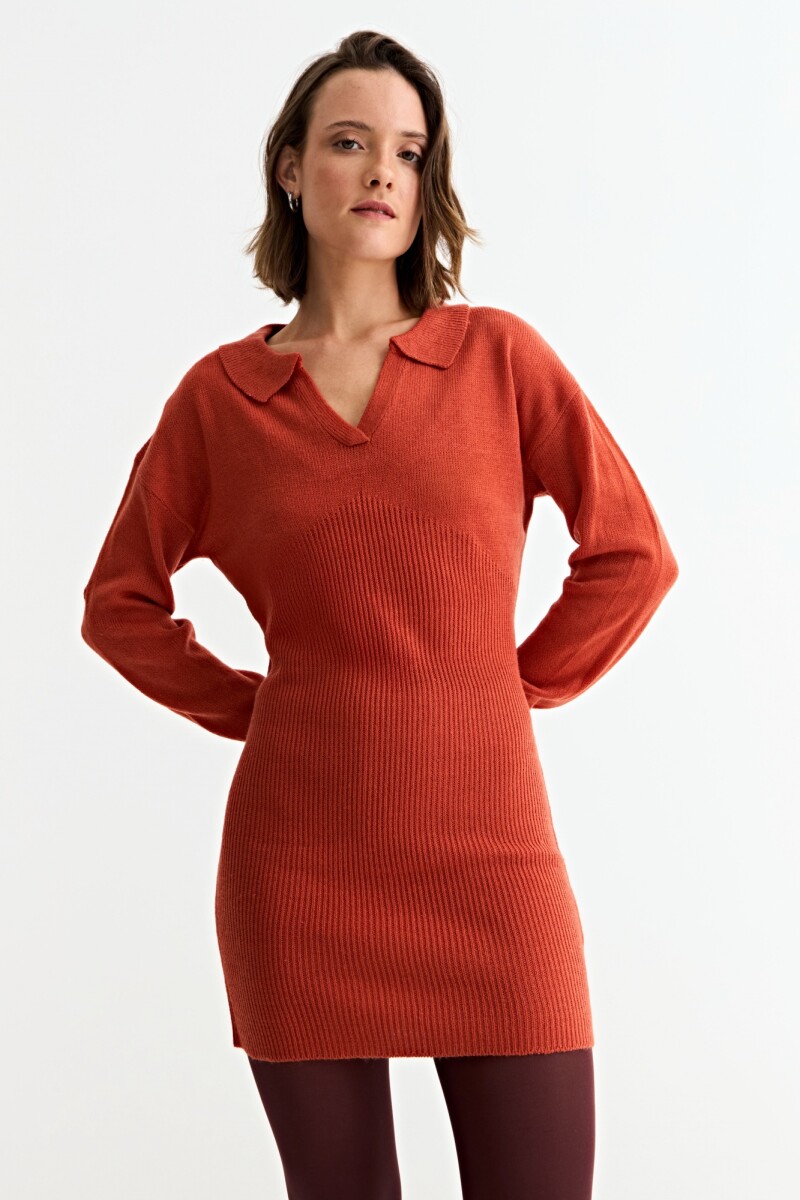 Vestido tejido cuello polo LACRE