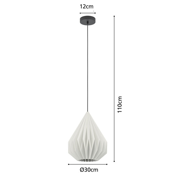 Lámpara colgante E27 tipo gota papel blanco Ø38cm EG6228