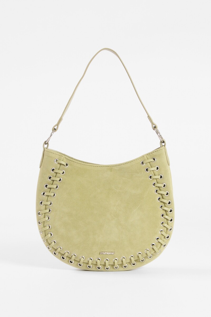 Cartera de hombro suede trenzado lima