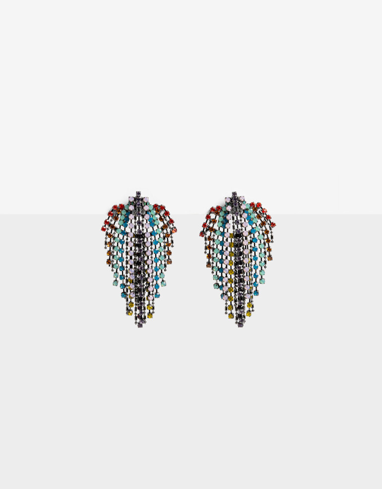 Aros Colgantes Largos Color Aros Largos Strass Multicolor - Combinacion Multicolor
