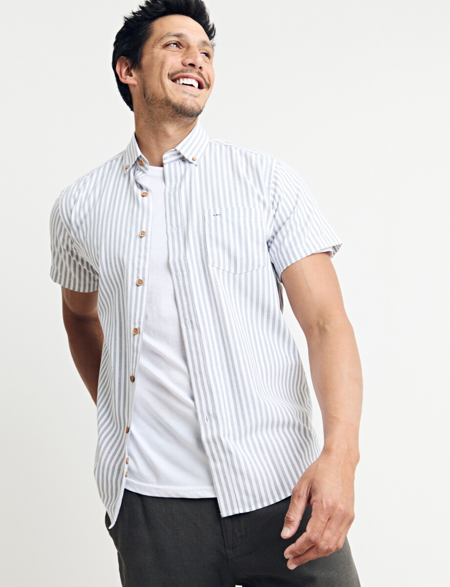 012672 CAMISA HARRINGTON LABEL Kaki / Blanco