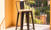 Taburete Con Respaldo Madera - Tolix Negro